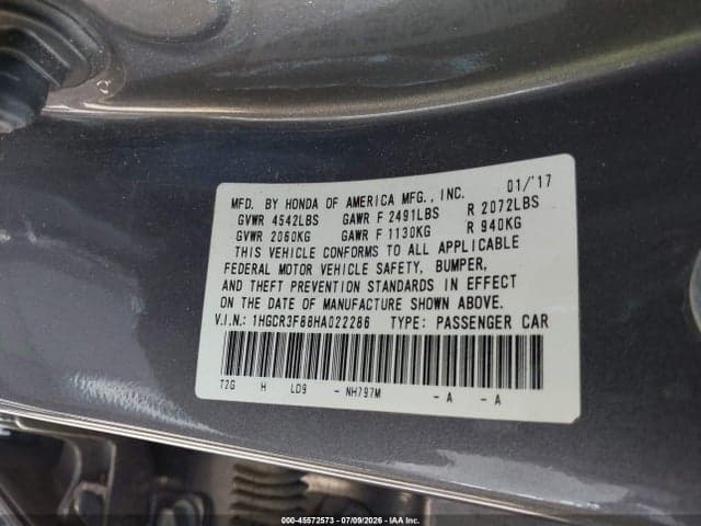2017 HONDA ACCORD EX-L V6 9