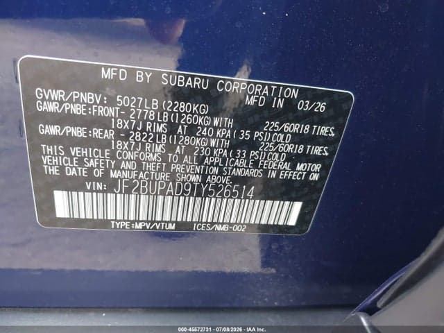 2026 SUBARU OUTBACK PREMIUM 9