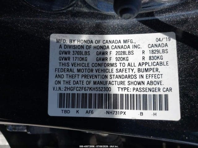 2019 HONDA CIVIC LX 9