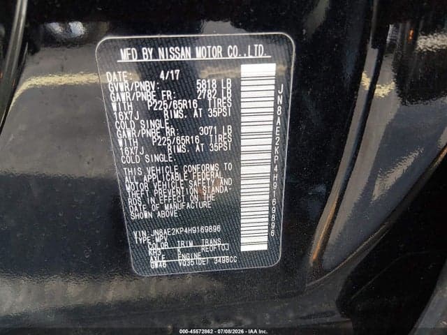 2017 NISSAN QUEST SV 9