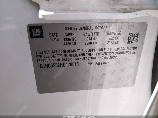 2017 CHEVROLET VOLT LT 8