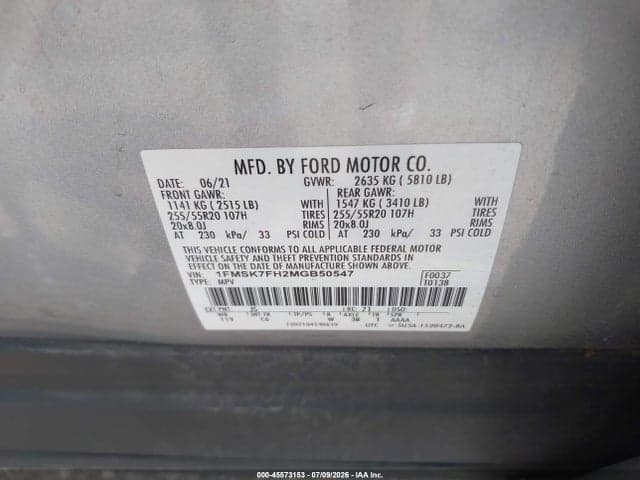 2021 FORD EXPLORER LIMITED 9