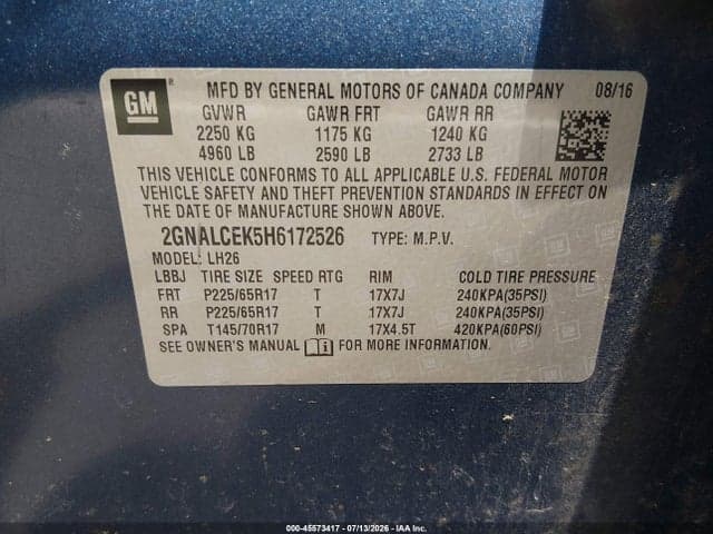 2017 CHEVROLET EQUINOX LT 9