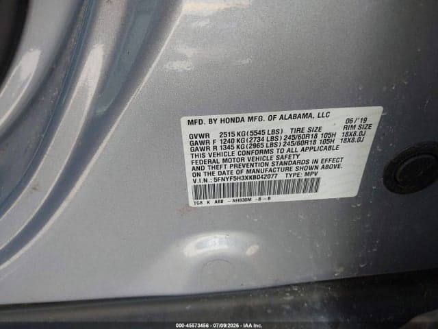 2019 HONDA PILOT EX 9