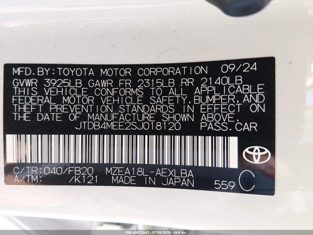 2025 TOYOTA COROLLA LE 9