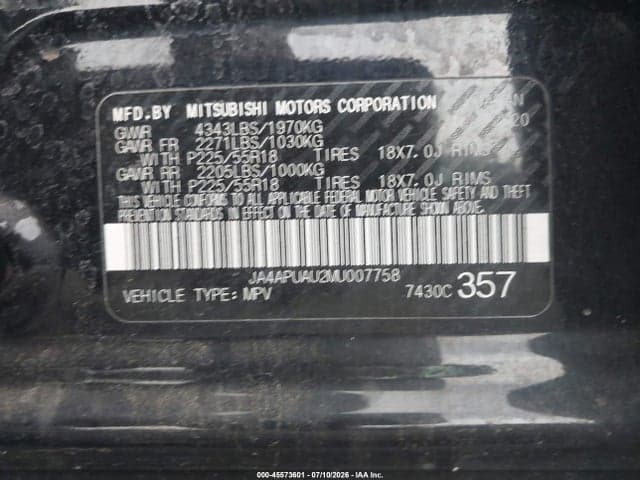 2021 MITSUBISHI OUTLANDER SPORT 2.0 BE 2WD/2.0 ES 2WD/2.0 LE 2WD/2.0 S 2WD 9