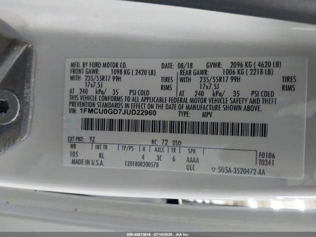 2018 FORD ESCAPE SE 9