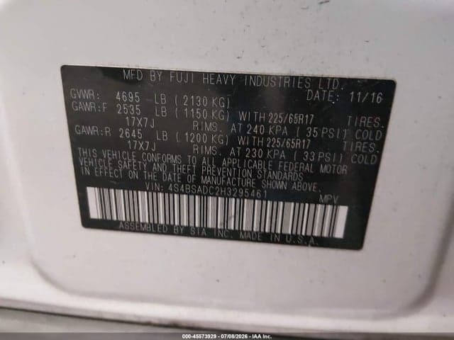 2017 SUBARU OUTBACK 2.5I PREMIUM 9