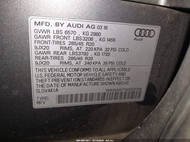 2017 AUDI Q7 3.0T PREMIUM 9