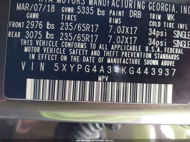 2019 KIA SORENTO 2.4L LX 9