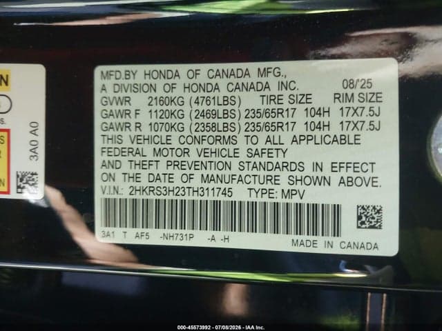 2026 HONDA CR-V LX 2WD 9