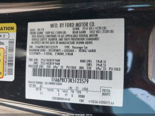 2019 FORD MUSTANG GT/GT PREMIUM 9