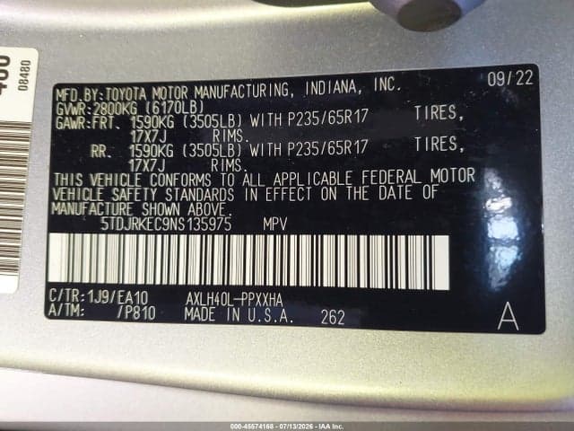 2022 TOYOTA SIENNA XLE 9