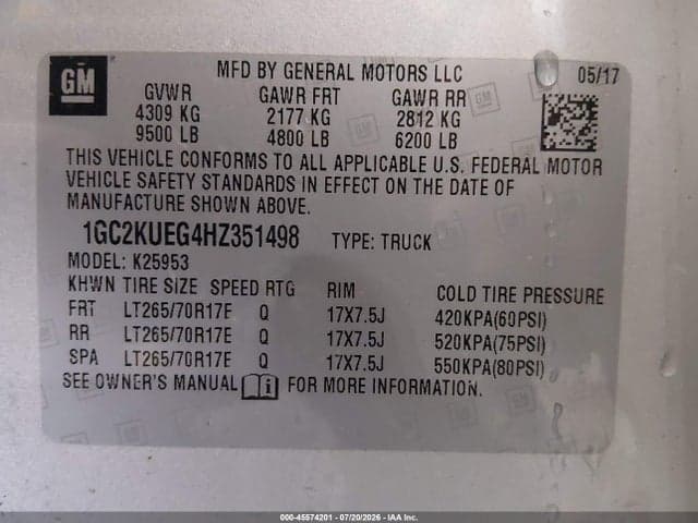 2017 CHEVROLET SILVERADO 2500HD WORK TRUCK 9