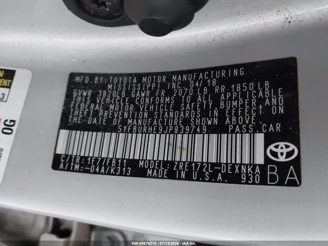 2018 TOYOTA COROLLA LE 9