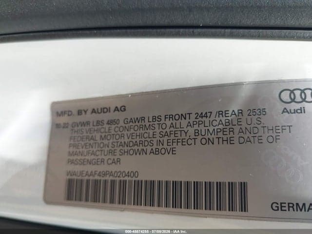2023 AUDI A4 PREMIUM PLUS 45 TFSI S LINE QUATTRO S TRONIC 9