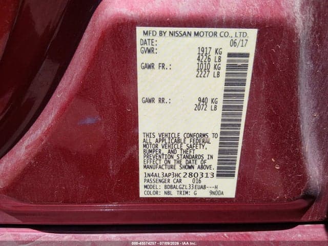 2017 NISSAN ALTIMA 2.5 S 9