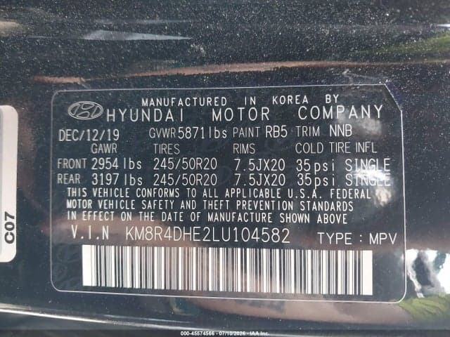 2020 HYUNDAI PALISADE SEL 9