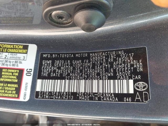 2018 TOYOTA COROLLA LE 9