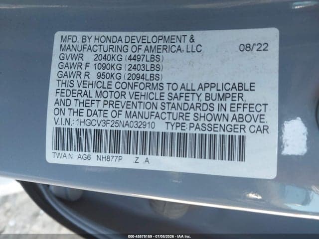 2022 HONDA ACCORD HYBRID SPORT 9