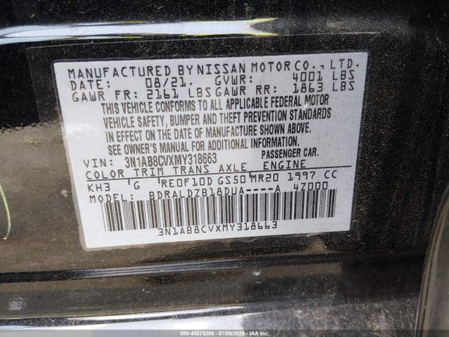 2021 NISSAN SENTRA SV XTRONIC CVT 9