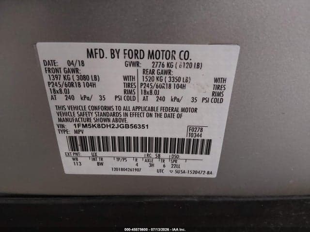 2018 FORD EXPLORER XLT 9