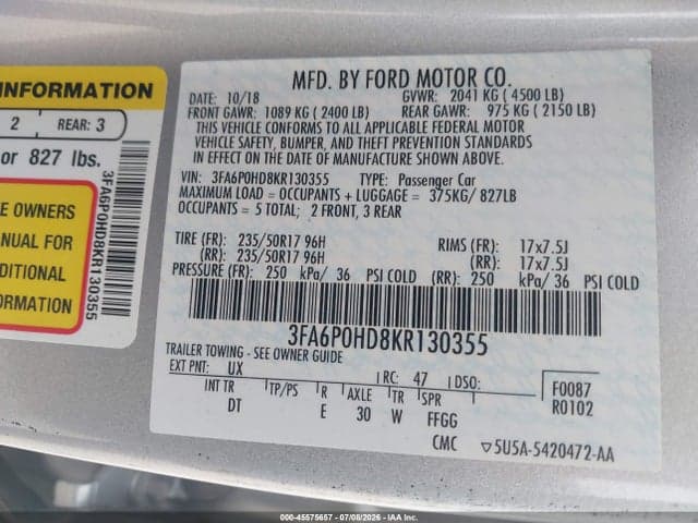 2019 FORD FUSION SE 10