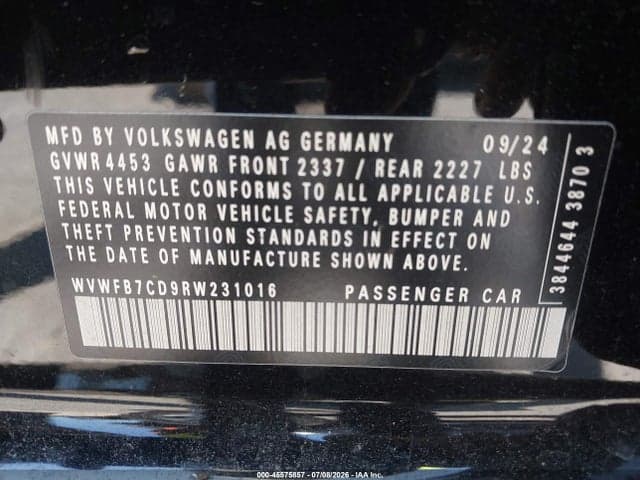 2024 VOLKSWAGEN GOLF R 2.0T 9