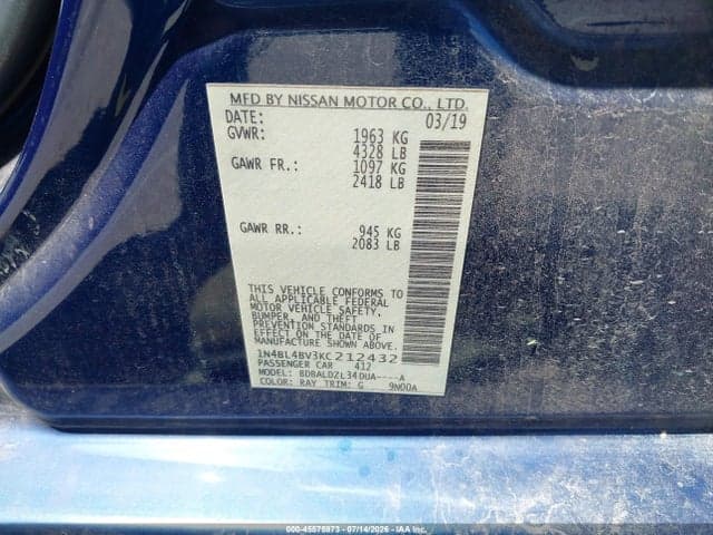 2019 NISSAN ALTIMA 2.5 S 9