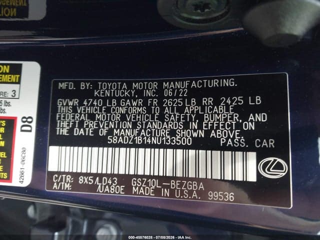 2022 LEXUS ES 350 9