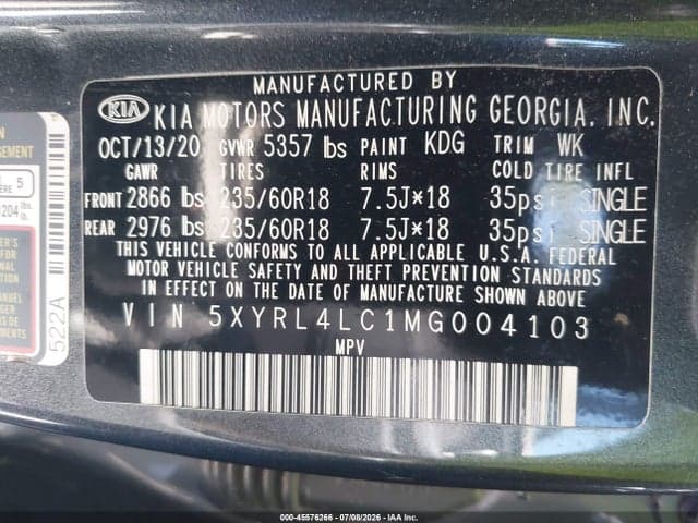 2021 KIA SORENTO S 9