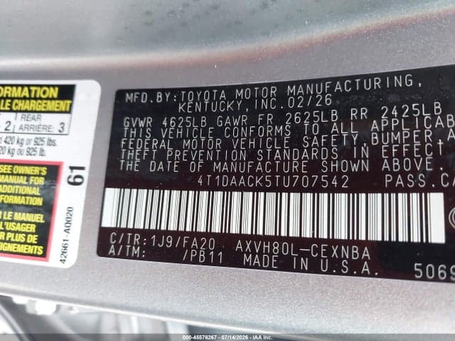 2026 TOYOTA CAMRY LE 9