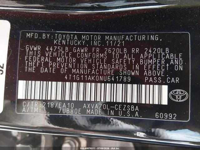 2022 TOYOTA CAMRY SE 10