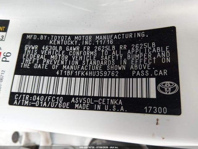 2017 TOYOTA CAMRY LE 10