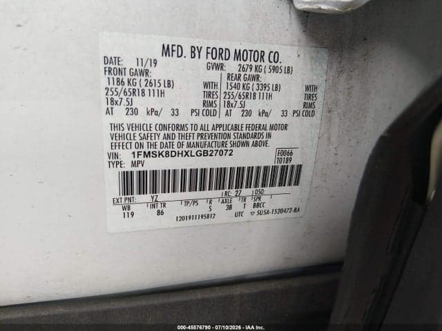 2020 FORD EXPLORER XLT 9