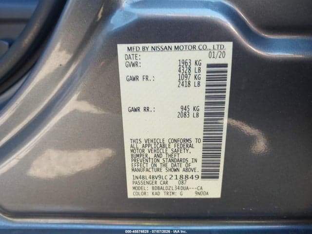 2020 NISSAN ALTIMA S FWD 9