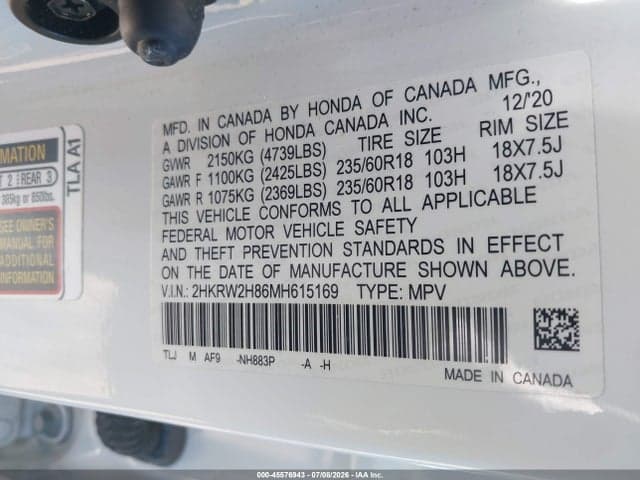 2021 HONDA CR-V AWD EX-L 9