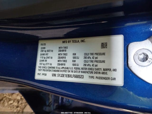 2020 TESLA MODEL 3 LONG RANGE DUAL MOTOR ALL-WHEEL DRIVE 9