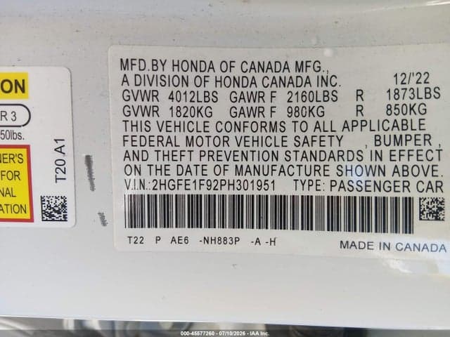 2023 HONDA CIVIC TOURING 9