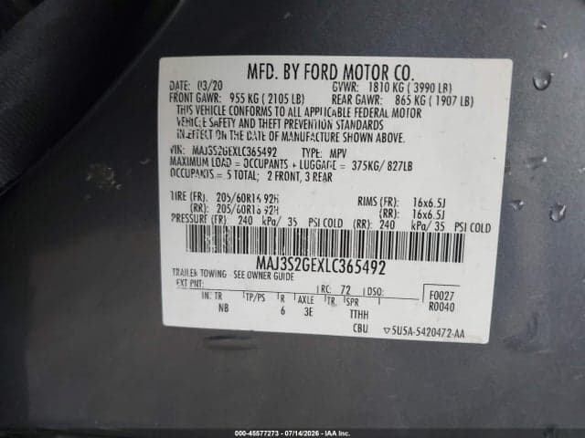 2020 FORD ECOSPORT SE 9