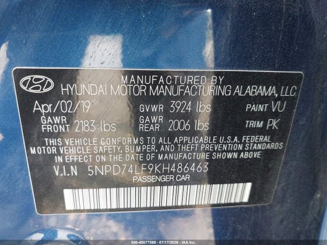 2019 HYUNDAI ELANTRA SE 9