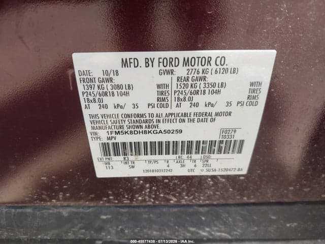 2019 FORD EXPLORER XLT 9