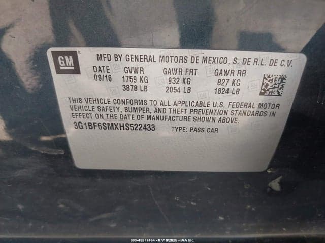 2017 CHEVROLET CRUZE PREMIER AUTO 9