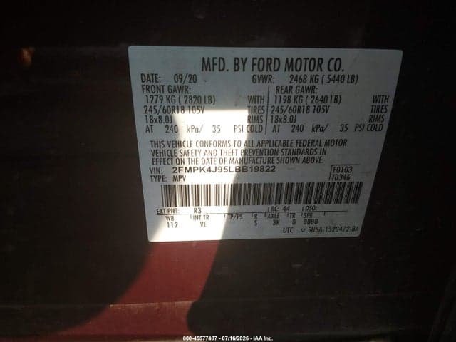 2020 FORD EDGE SEL 9