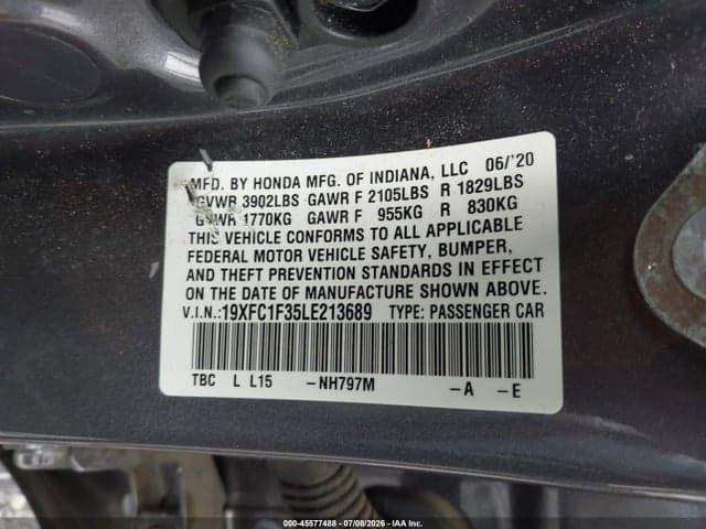 2020 HONDA CIVIC EX 9