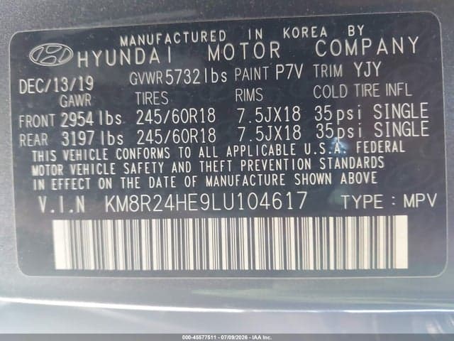 2020 HYUNDAI PALISADE SEL 9