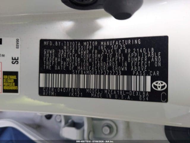 2026 TOYOTA COROLLA LE 9