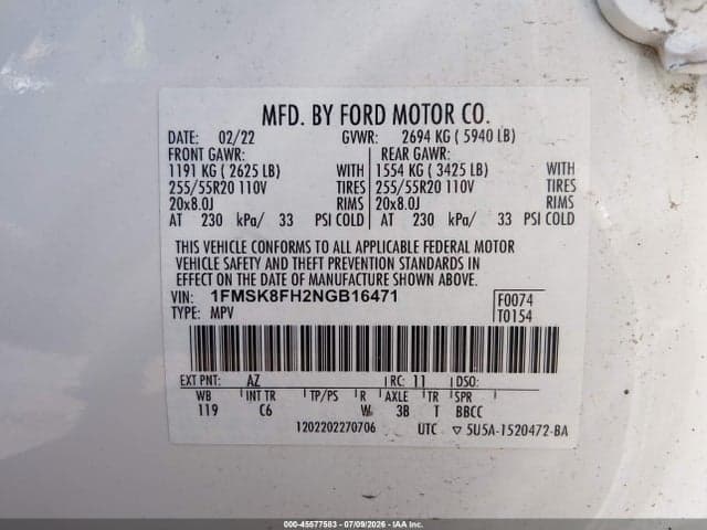 2022 FORD EXPLORER LIMITED 9