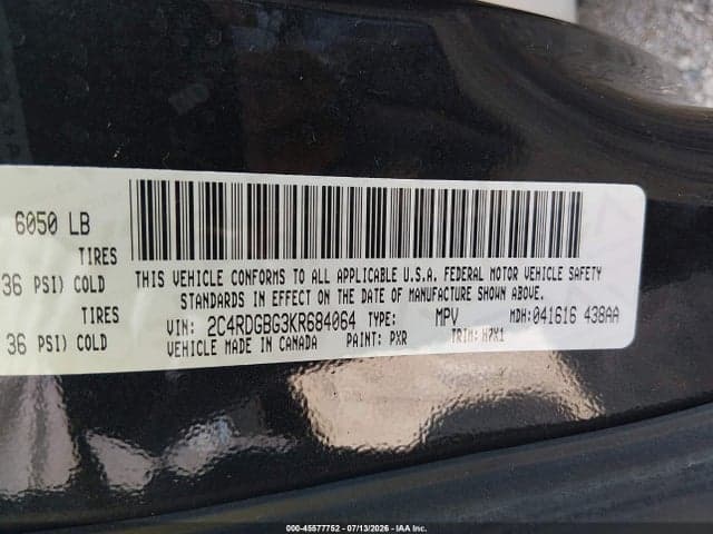 2019 DODGE GRAND CARAVAN SE 9