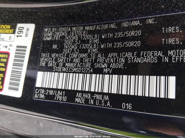 2021 TOYOTA SIENNA PLATINUM 9